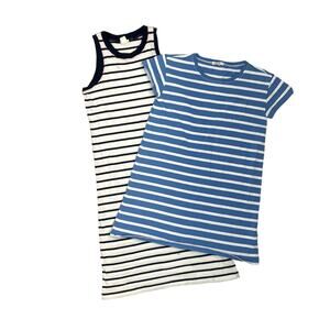 Crewcuts Striped Summer Cotton Knit Dress Bundle - Blue, White, Navy - 8